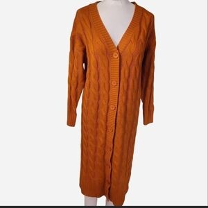 Boohoo Rust Cable Knit Cardigan